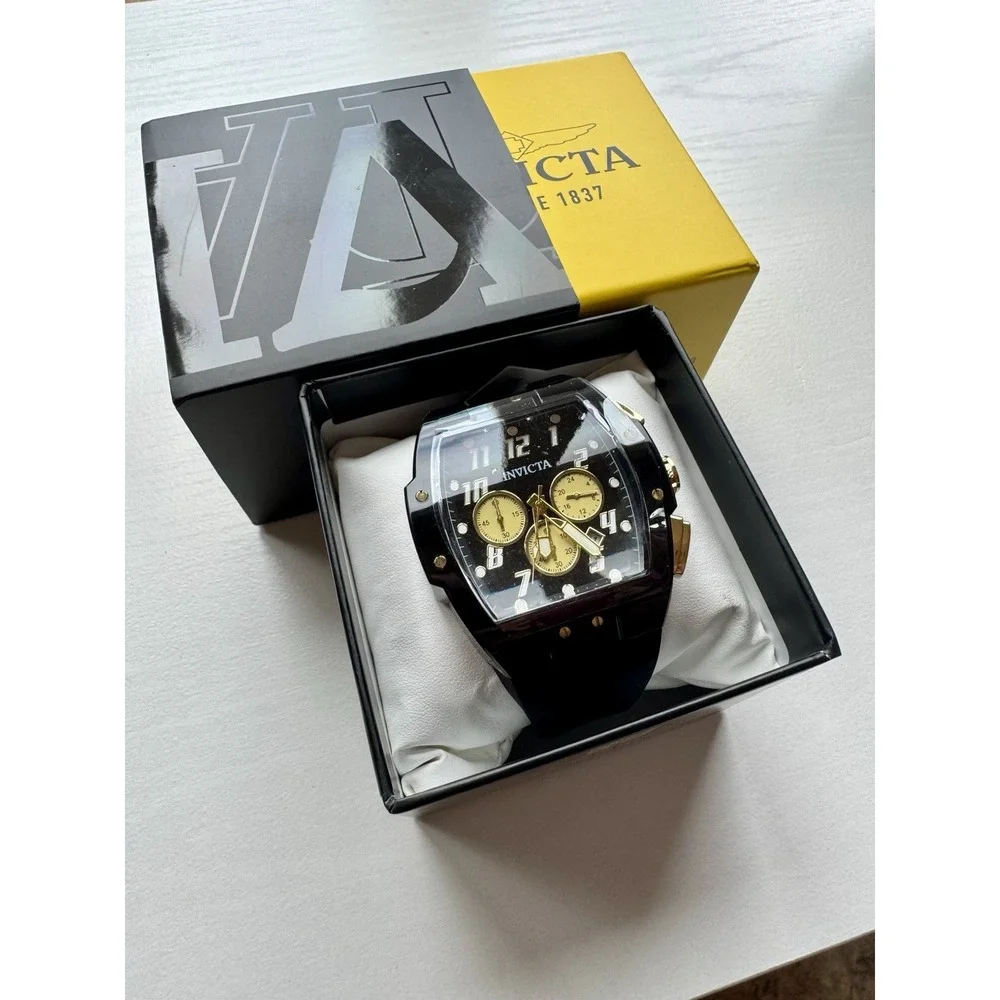 Invicta S1 Rally Vortce 49982 Men's 47mm Chronograph Watch Black Gold New Box